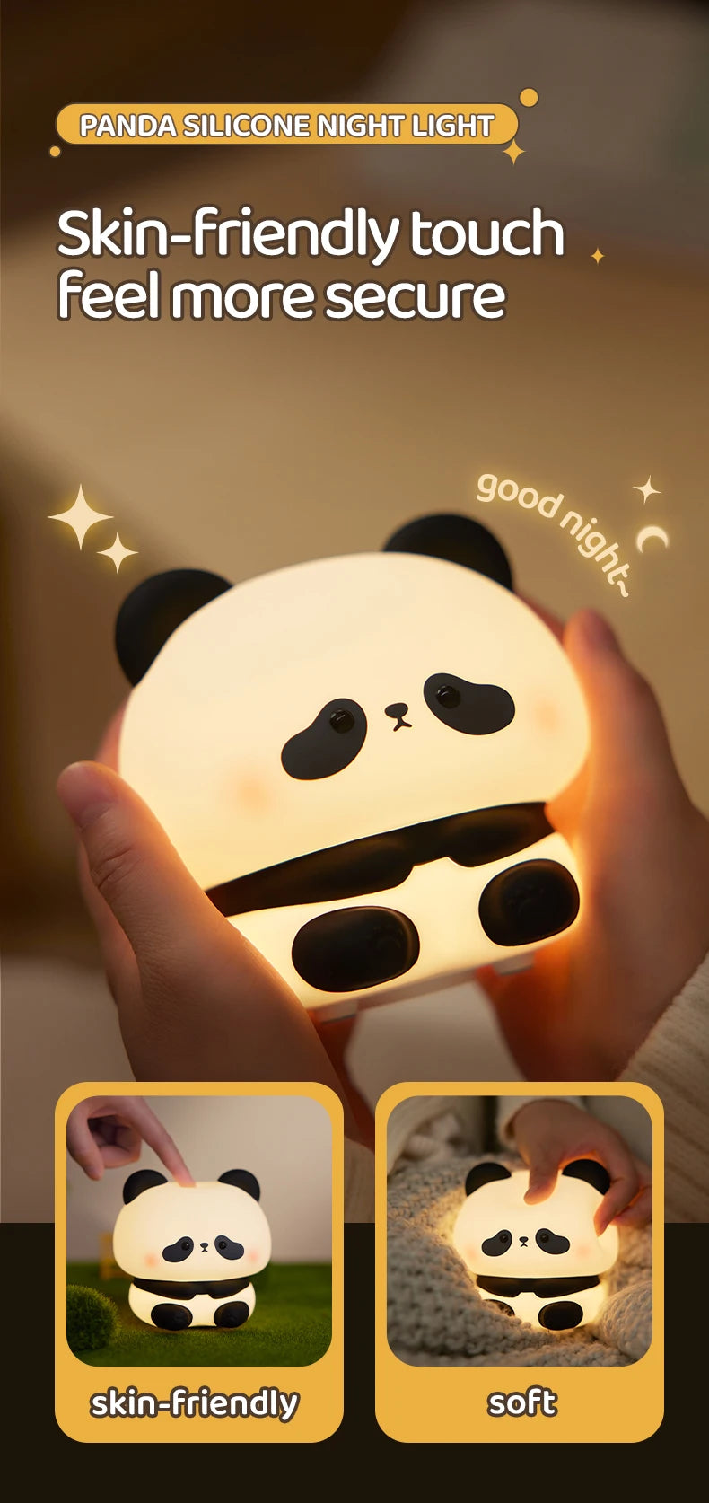 Cute Panda Night Light (USB Rechargeable)